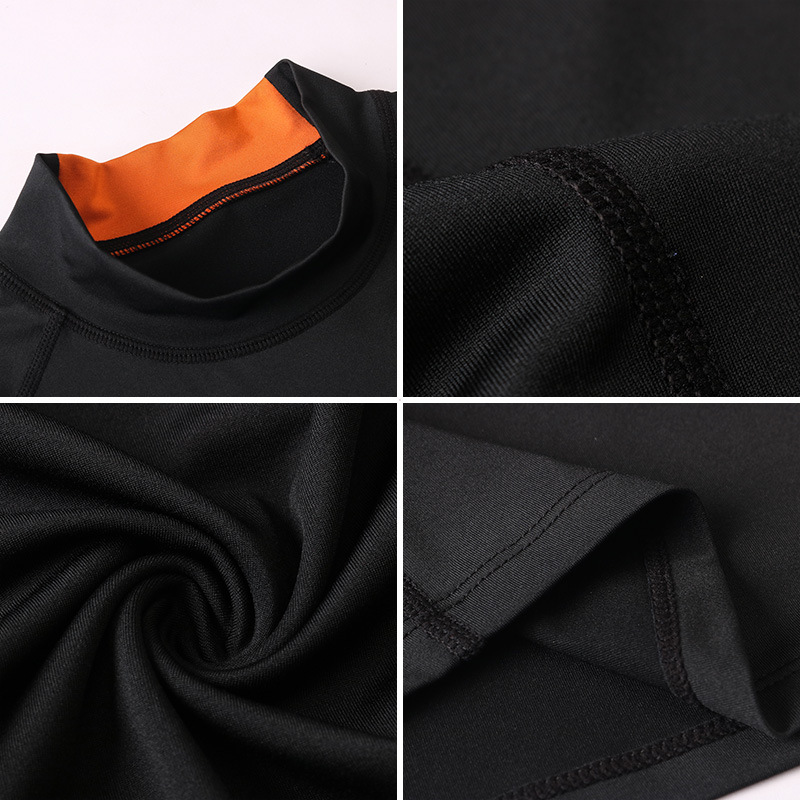 Picture of Men's Fitness Long-Sleeved High-Elastic Tight-Fitting Quick-Drying Running Training Clothes High-Neck Color-Blocked Sports New Tops