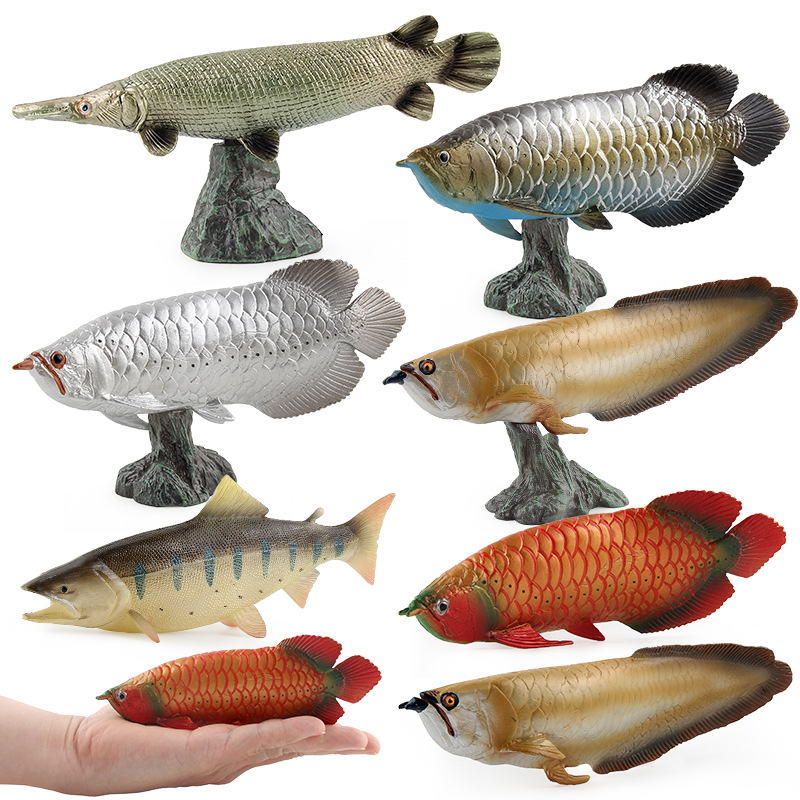 Cross-Border Solid Static Simulation Marine Animal Model Plastic Ornaments Gold Arowana Silver Arowana Children's Toy Figure