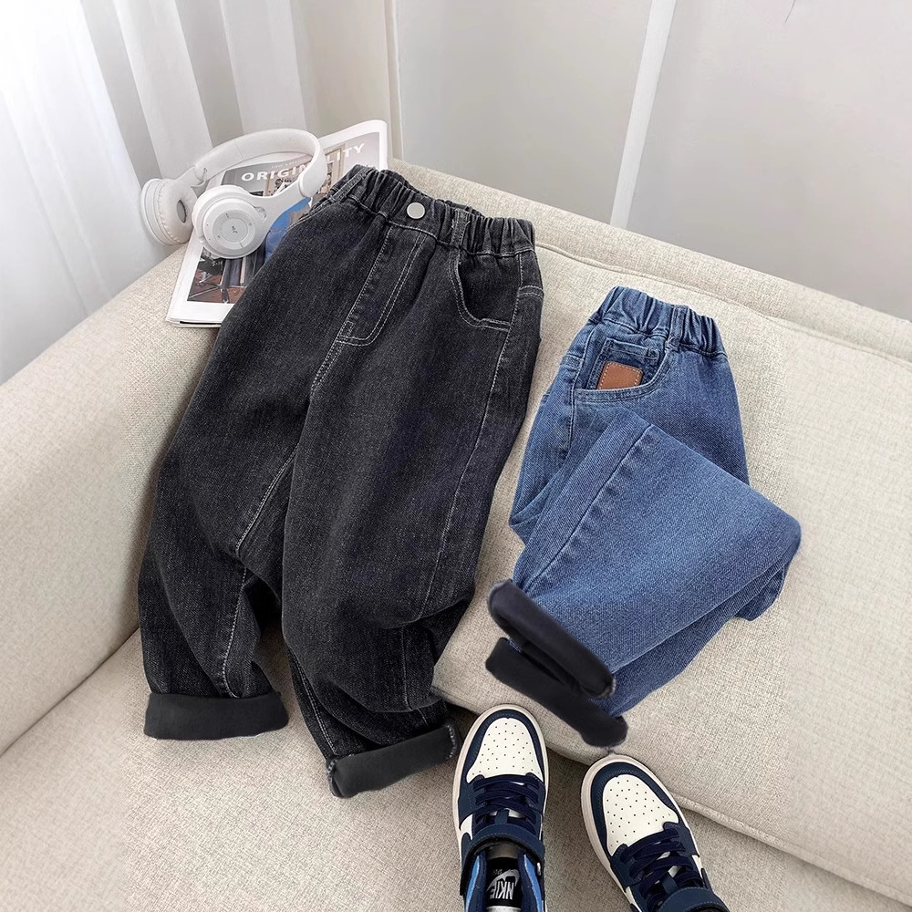 Picture of Boys' Velvet Pants, Autumn and Winter Jeans, Autumn Clothing, 2025 New Kidsren's All-In-One Velvet Pants, Big Kidsren's Pants, Trendy