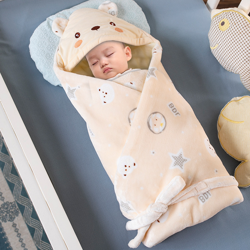 Picture of Factory for a generation of hair agent baby hugging newborn wrapped spring and autumn thin cotton swaddling towel