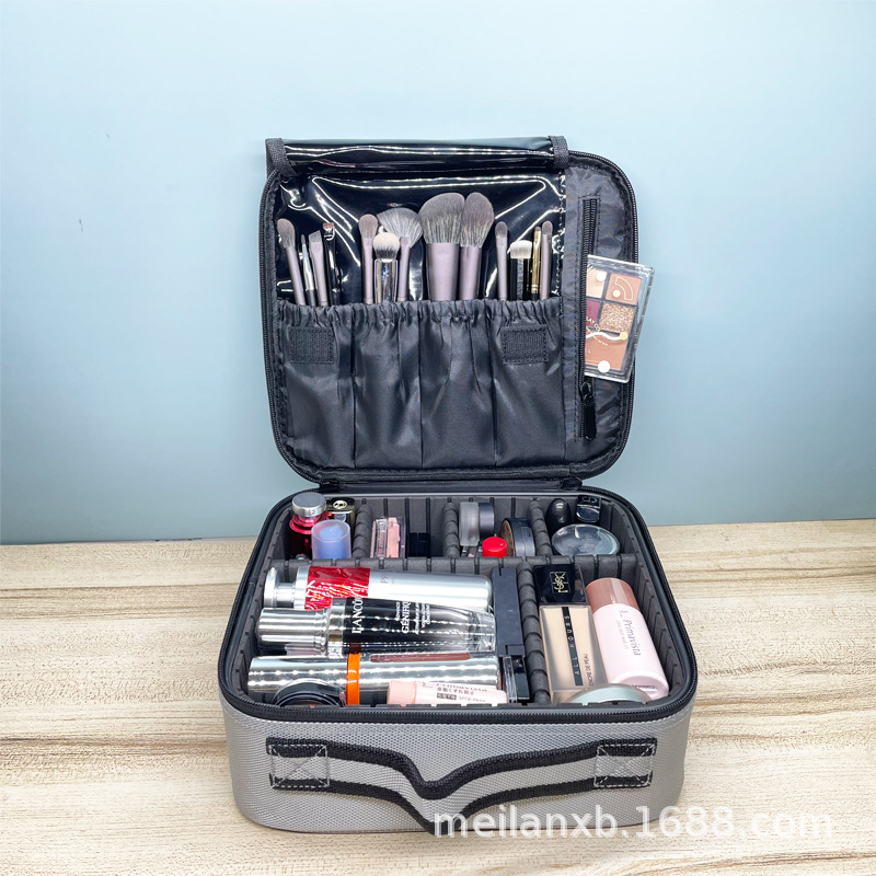 Amazon Cross-border Cosmetic Bag Large Capacity Simple Waterproof Grey Oxford Cloth Eyelash Embroidery Toolkit