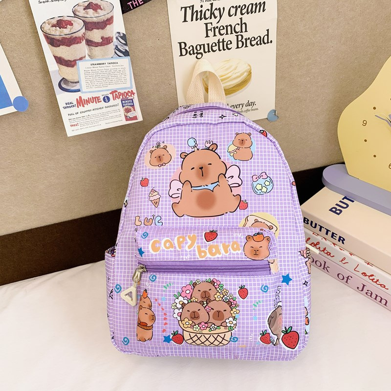 Picture of Cartoon Cute Large Capacity Kindergarten Backpack Children's Schoolbag Primary School Student Cartoon Bear Print Nylon Backpack