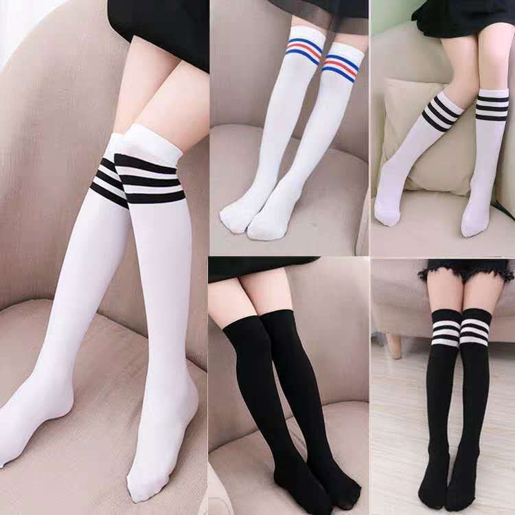 Picture of Children's mid-tube socks girls' long-tube socks over the knee spring and autumn summer thin baby High-tube socks white dance socks