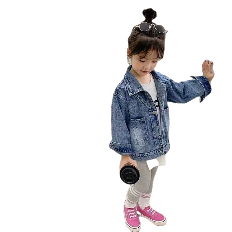 Picture of Girls' Jacket Spring 2023 New Children's Denim Jacket Autumn Toddler Stylish Little Girl Top Versatile Trendy