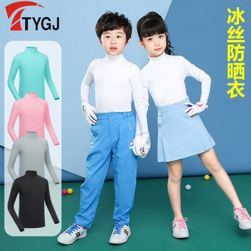 TTYGJ golf sunscreen base coat for boys and girls Ice Silk cool feeling clothes summer children's clothing Long Sleeve T sleeve