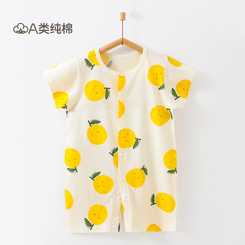 Picture of Spring and Summer Thin Children's Climbing Suit Outer Wear Pure Cotton Newborn Short-sleeved Baby Class A Baby Clothes All-in-one