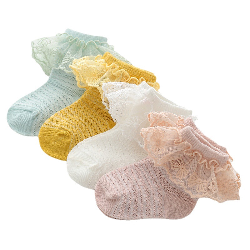 Picture of Girls lace socks summer thin 0-6-12 months baby socks children lace princess socks mesh spring and autumn