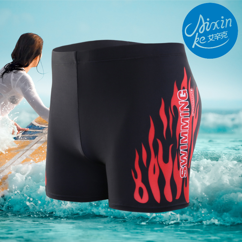 Picture of Factory wholesale boxer swimming trunks men's high waist swimming trunks conservative hot spring beach flame anti-embarrassing sexy tide