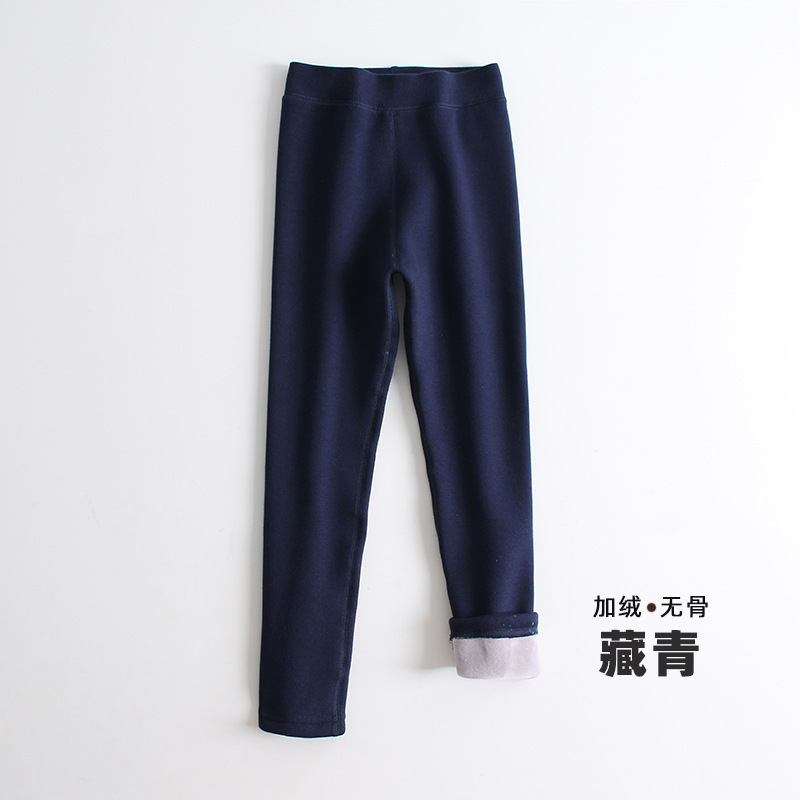 Picture of Girls' leggings fleece-lined thickened autumn and winter fleece-lined pants children's tights winter boneless solid color trousers outer wear