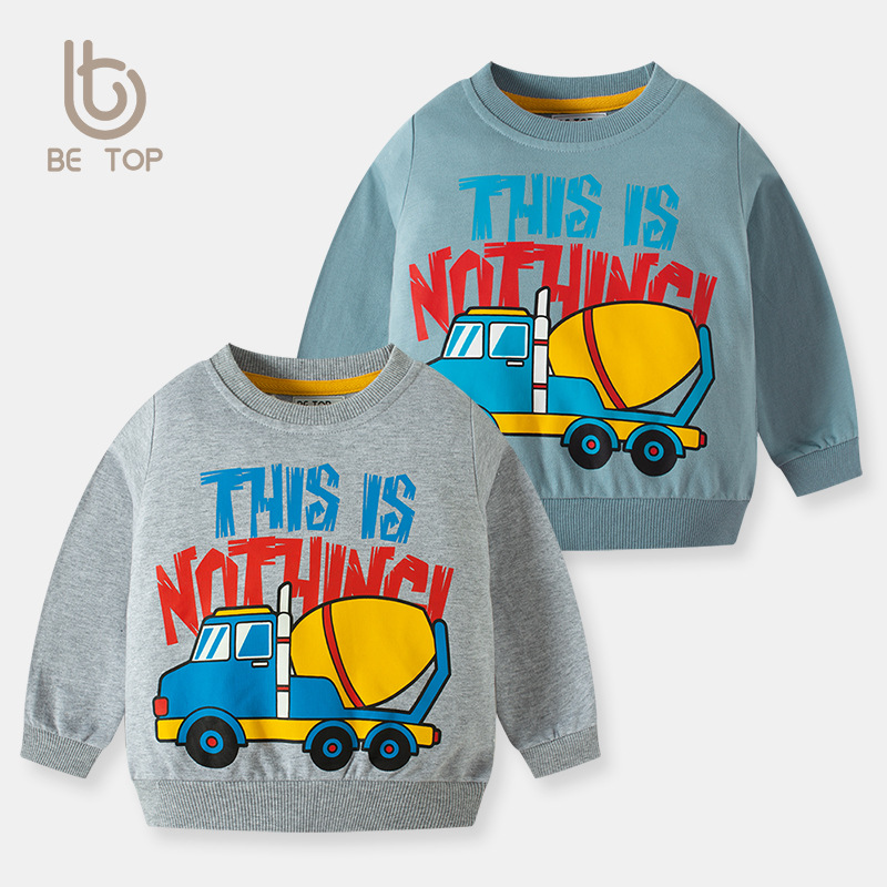 Picture of 2025 Children's New Autumn and Winter Baby Car Letter Printed Cotton Sweatshirt Boys Pullover Dropshipping