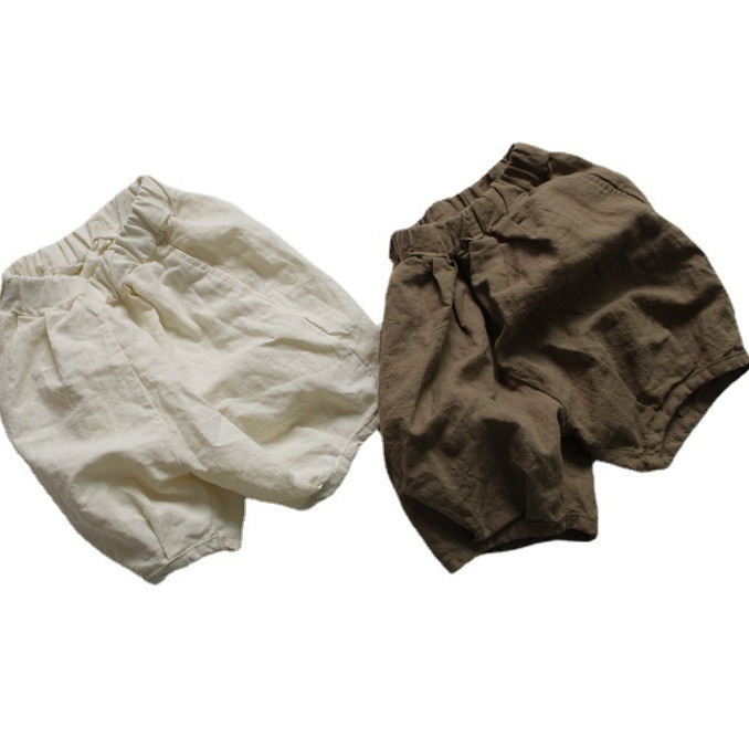 Picture of New Summer Children's Shorts Class A Boys' Casual Pants Korean-style Solid Color Linen Loose Girls' Pants All-match