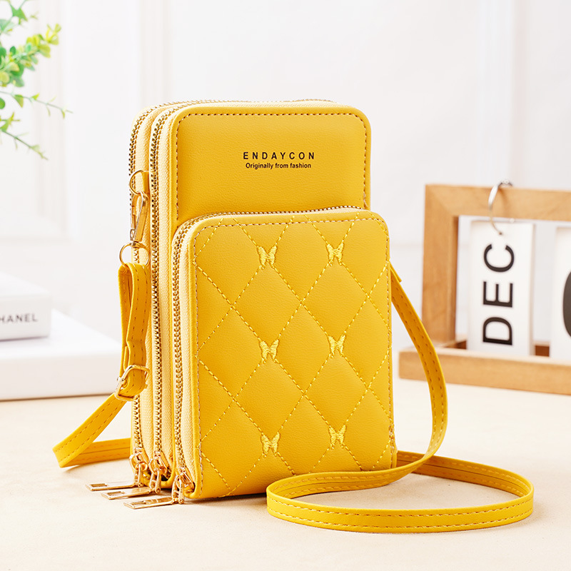 Picture of New Mobile Phone Bag Women's Korean-style Fashionable Multifunctional Crossbody Shoulder Bag Three-layer Zipper Solid Color Simple Mini Wallet