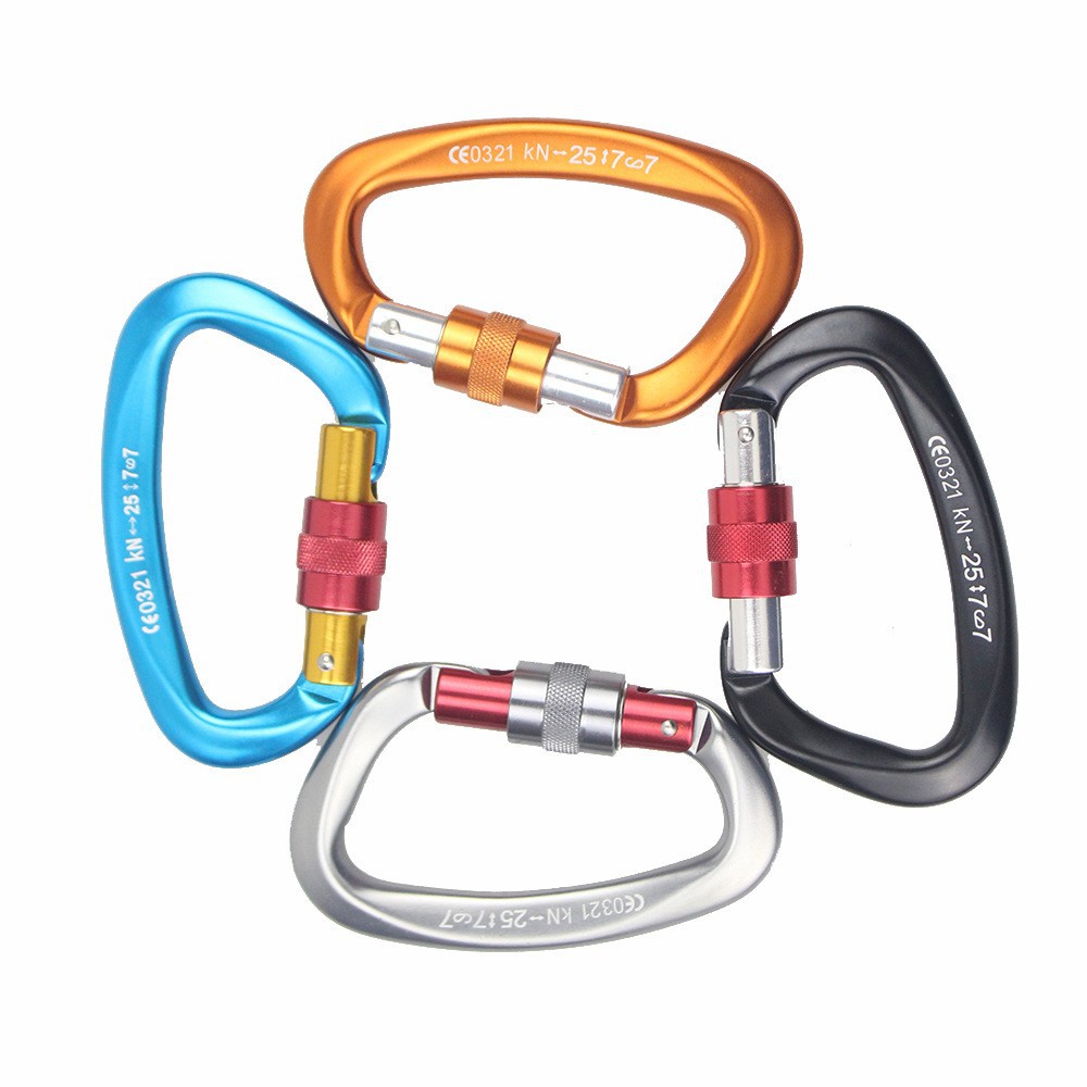 Picture of D-shaped 25KN mountaineering main lock 7075 aviation fast hanging aluminum buckle outdoor rock climbing equipment multi-function safety lock