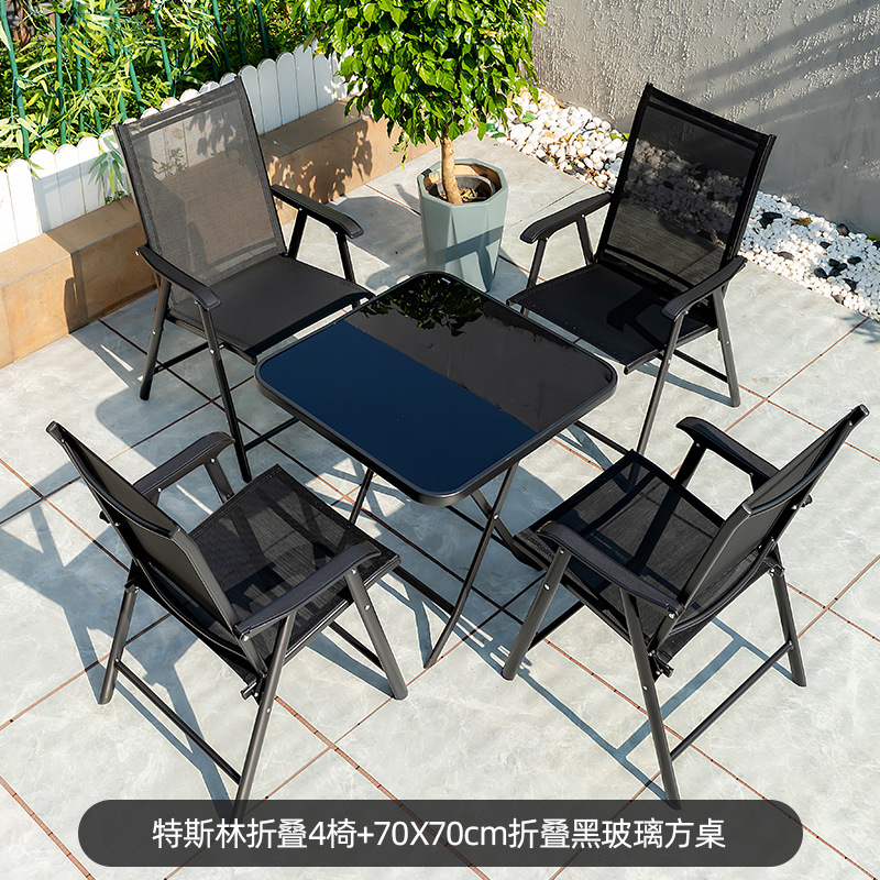 Picture of Outdoor Courtyard Table and Chair Rattan Chair Outdoor Leisure Three-piece Set Garden Terrace Wrought Iron Balcony Seat Combination Small Coffee Table