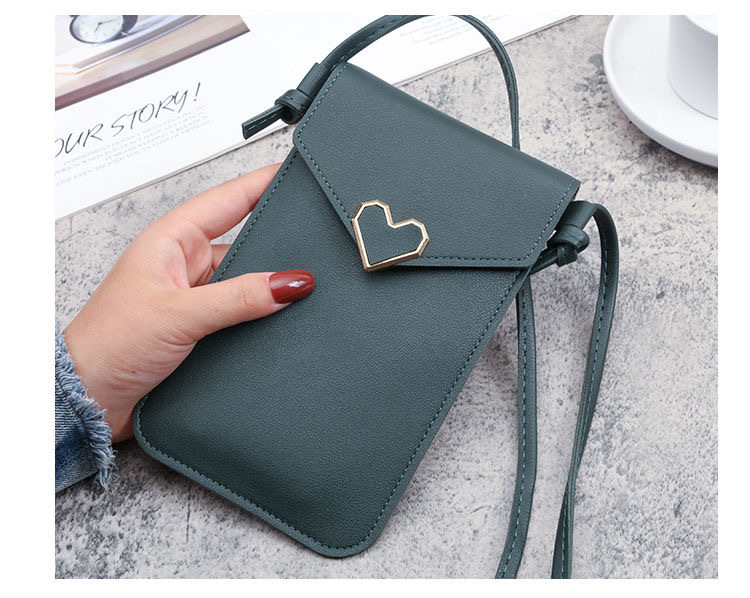 Picture of 2023 New Student Mini Crossbody Women's Bag Women's Heart-shaped Decorative Transparent Touch Screen Simple Retro Mobile Phone Bag