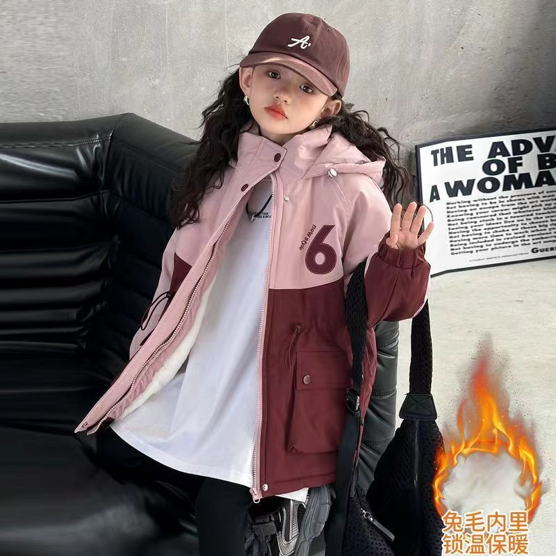 Picture of Girls' Winter Clothing Cotton-padded Coat 2024 New Western Style Children's Winter Thickened Coat Mid-length Girl's Big Boy's Charge Clothes Explosive