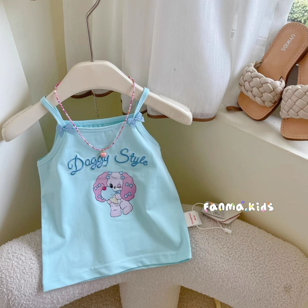 Picture of Printed Vest Bow Girl Children's Clothing Summer New Korean Style Baby Candy Color Cartoon Cute Skin-Friendly Sling