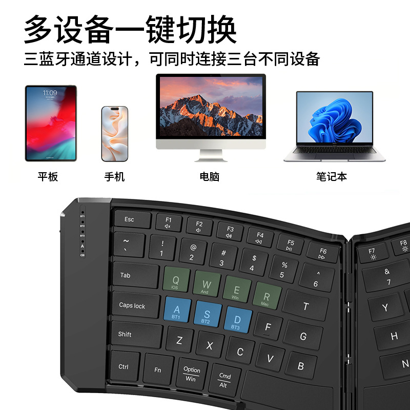 Picture of Folding Bluetooth Keyboard Wireless Ultra-thin Silent Tablet Notebook Portable Mini Alien Ergonomic Office