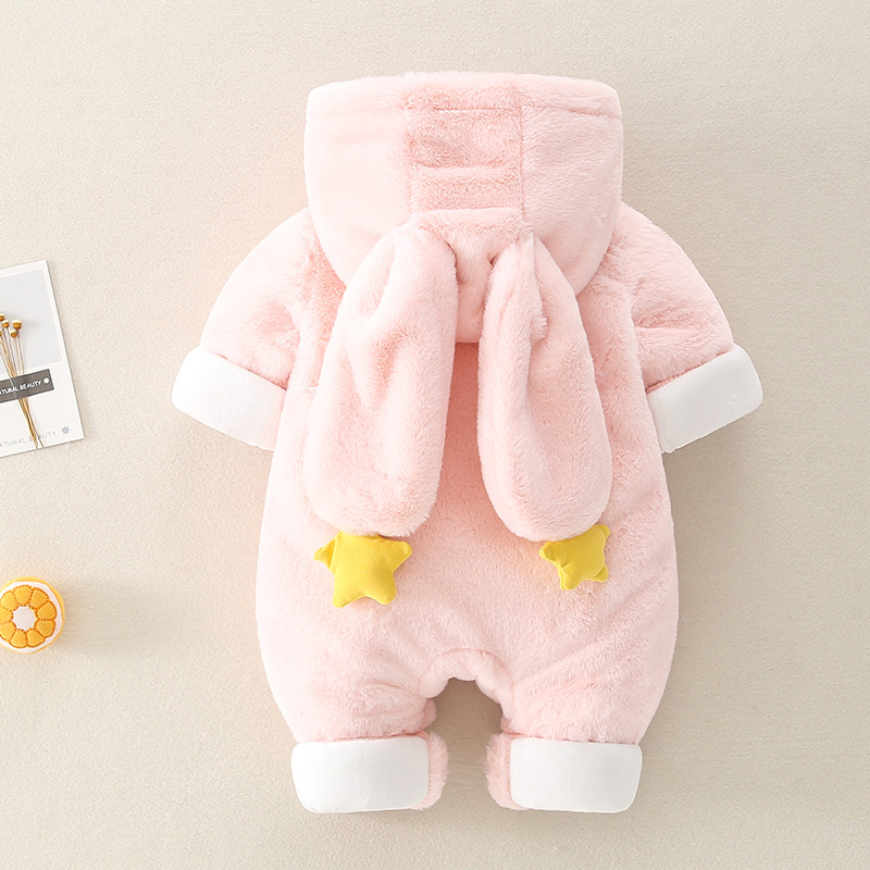 Picture of Newborn Baby's Jumpsuit Winter Fleece-lined Thickened Out-of-home Warm Winter Clothes Newborn Baby Girl Princess Climbing Winter Clothes