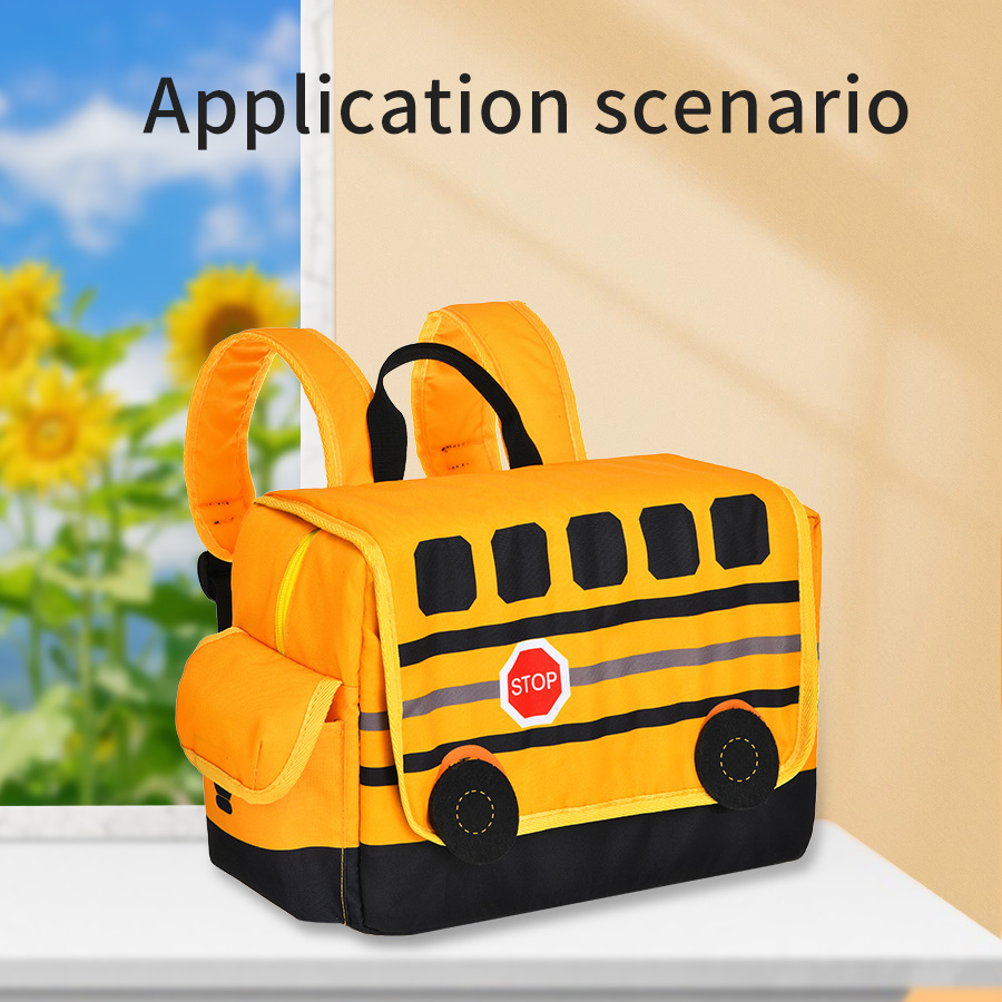 Picture of Cartoon Yellow School Bus Car Kindergarten Bag Student Primary School Backpack Bag Lunch Bag Insulation Bag