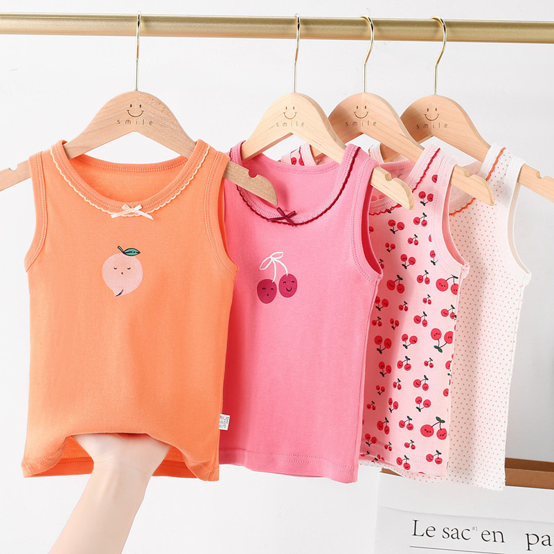 Picture of Children's Pure Cotton Vest Printed Ribbed Boys and Girls Summer Thin Sports Sling Outer Wear Bottoming Intimates for Small and Medium-Sized Kidsren