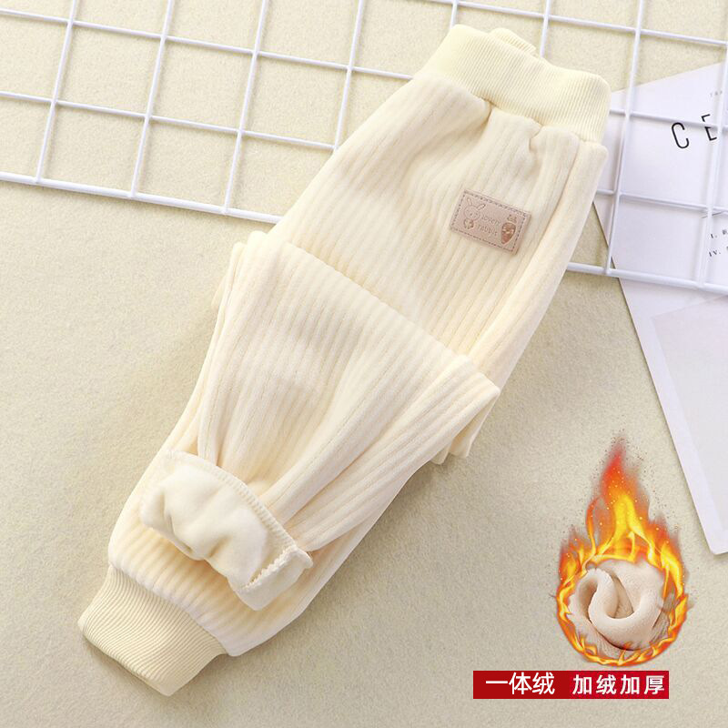 Children's Sports Pants New Boys and Girls Baby Fleece-Lined Pants Autumn and Winter Outer Wear Thickened Warm Pants Casual Pants