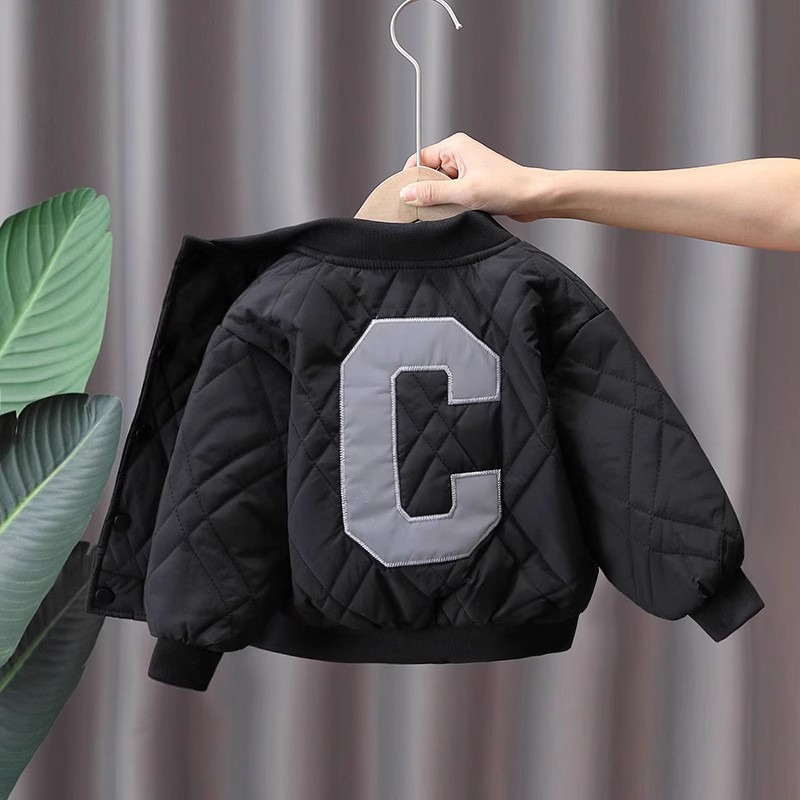 Picture of Boys' Quilted Baseball Jacket Winter Cotton Coat 2025 New Children's Autumn and Winter Stylish Boys' Lightweight Cotton Jacket
