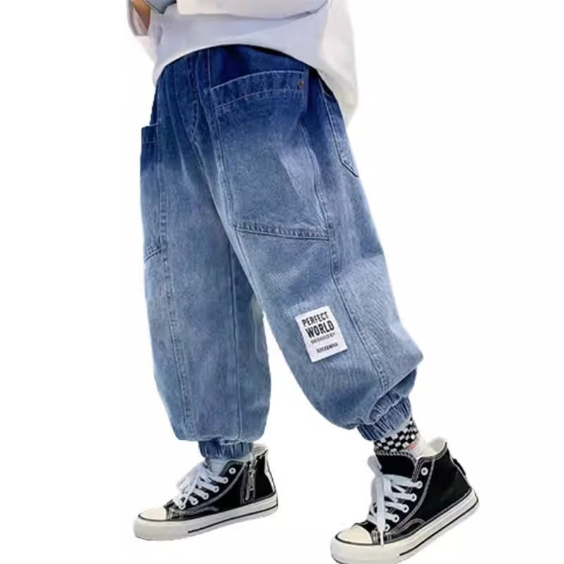 Picture of Boys' Spring Jeans Big Children's Western Style Tooling 2024 New Children's Boys Spring and Autumn Loose Pants Trendy Brand