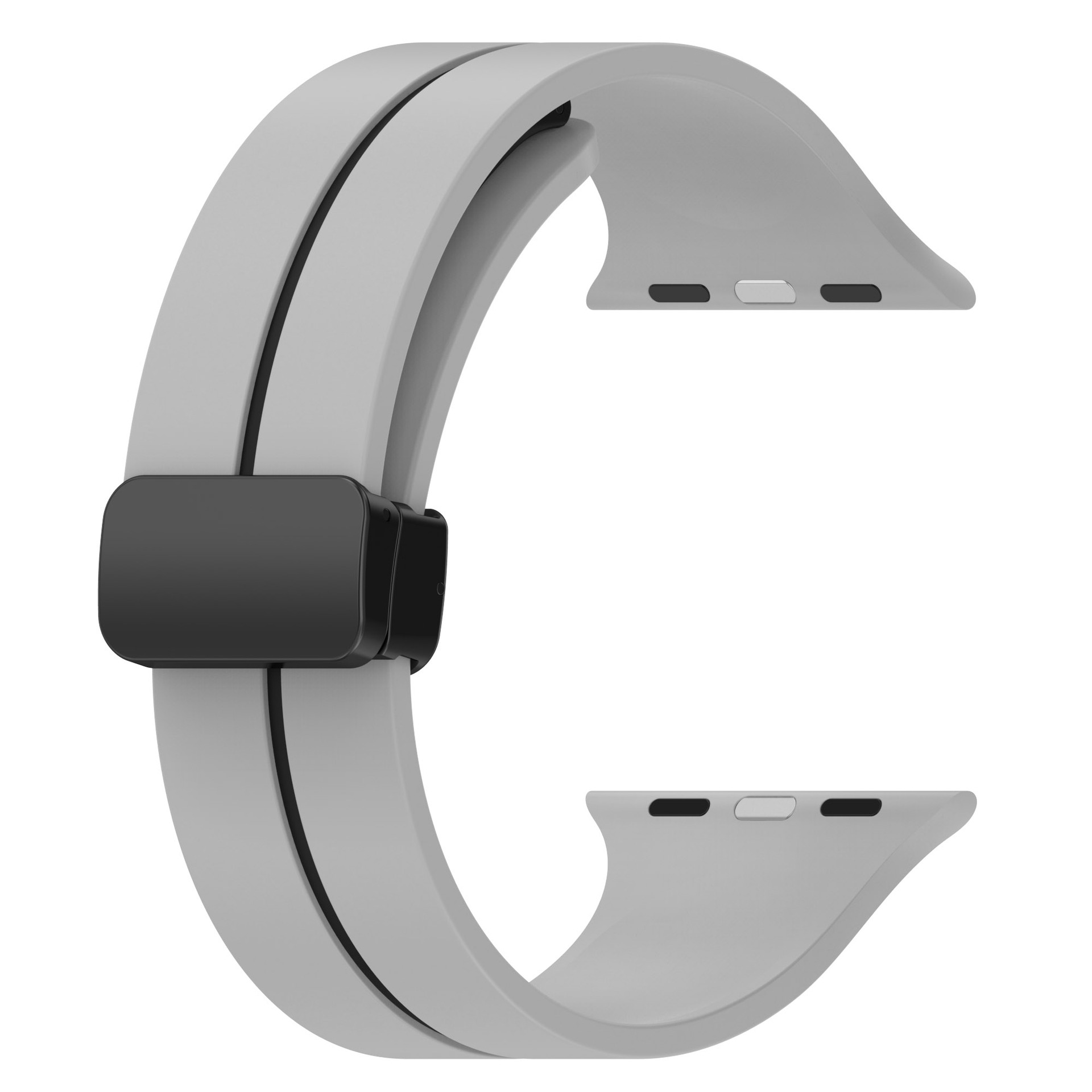 Picture of Two-color Striped Magnetic Folding Buckle Silicone Strap for Apple Watch Strap Magnetic Silicone Watch Strap