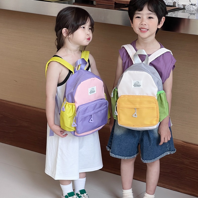Small Fresh Color Matching Kidsren's Bag Trendyy Cute Kindergarten School Bag Boys and Girls Small Outdoor Travel Backpack