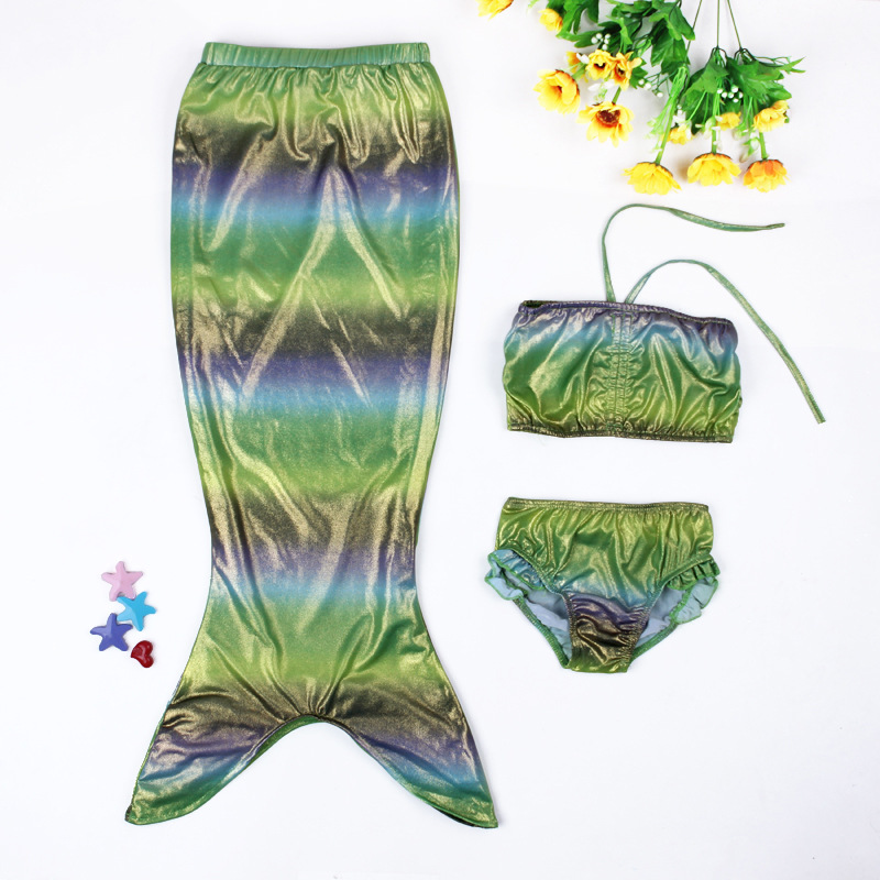 Picture of Foreign Trade European and American Popular Girls' Hot Silver Mermaid Swimsuit Three-Piece Set