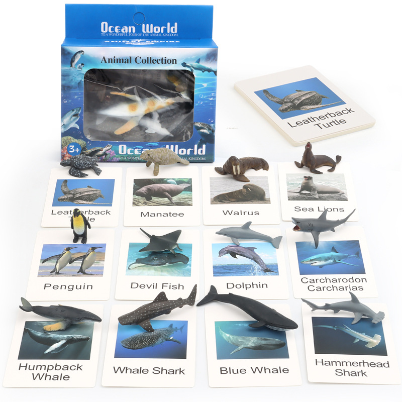 Picture of Popular science toys sand table scene dinosaur marine animal matching knowledge learning card science education cognitive model teaching aids