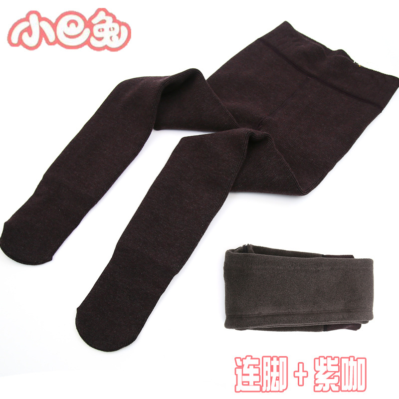 Picture of Xiaoba Rabbit Winter Thickened Girl's Children's Leggings Cotton Vertical Strip Warm Foot Air-Lined Velvet One-piece Pants Divided into Socks