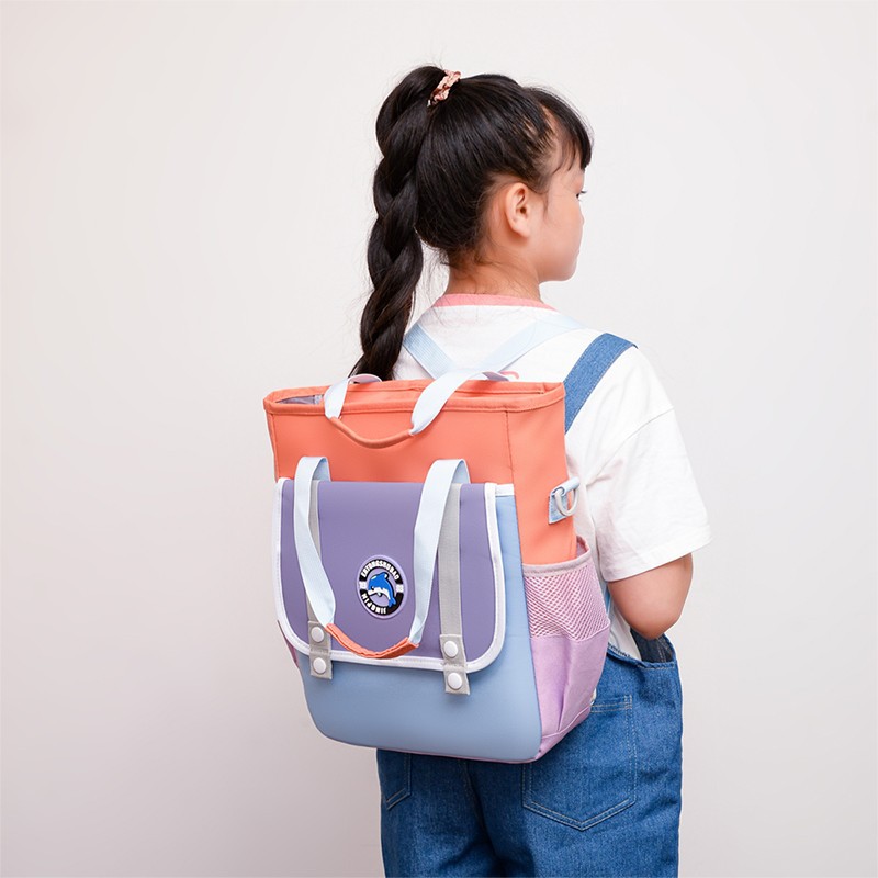 Picture of New track children's schoolbag 2024 new 1-6 grade three tutorial bag tutorial bag portable shoulder double shoulder