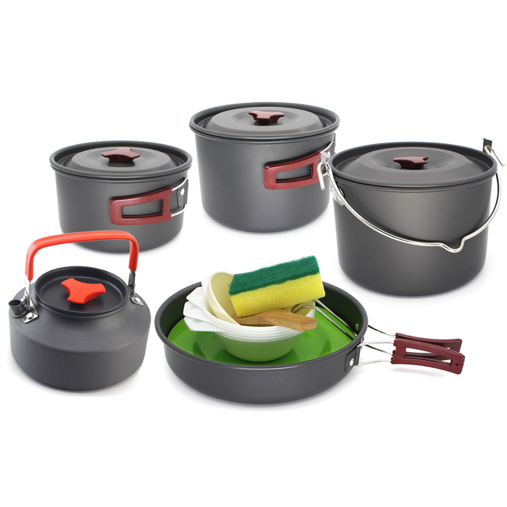 Picture of High quality camping set pot portable combination set pot outdoor set pot barbecue set pot for 2-3 people