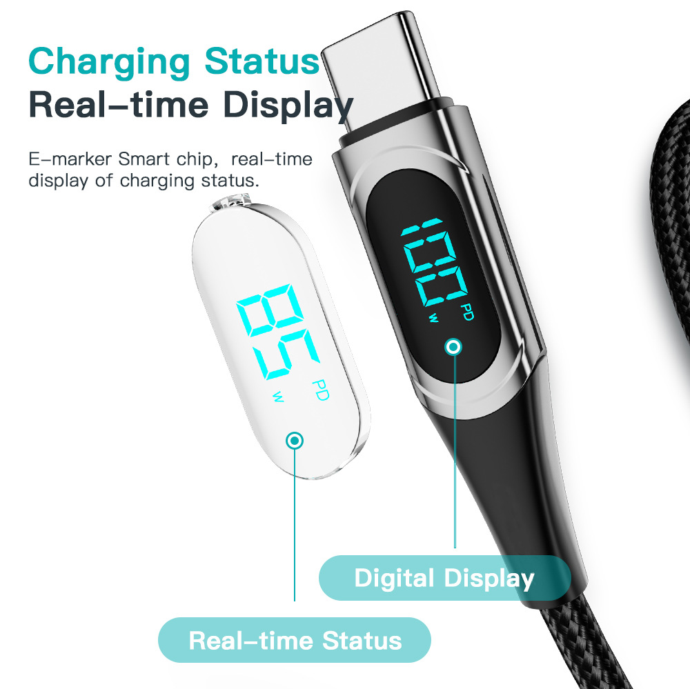 Picture of Spot 100W5A Super Fast Charging Data Cable Suitable for Huawei Notebook Charging Cable Digital Display Pd Fast Charging Cable