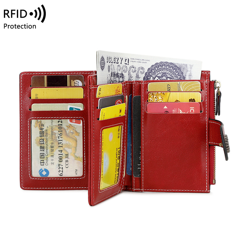 Picture of Wallet Women's Fashion Cross-Border Rfid Anti-Magnetic Wallet Short Zipper Buckle Wallet European and American New Large Capacity Women