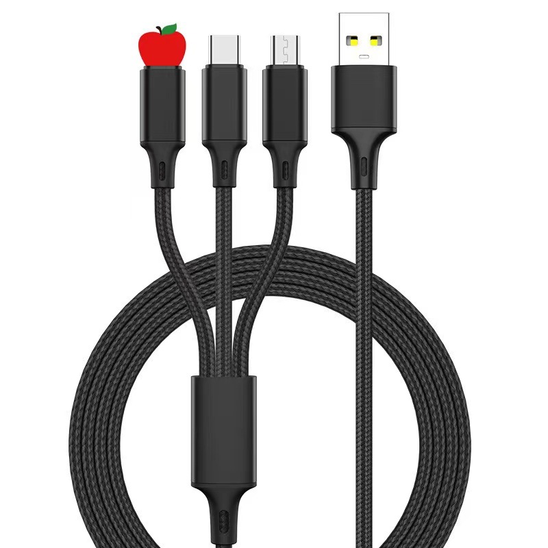 Picture of Source 120w zinc alloy machine passenger data line one drag three flash charging data line three in one super fast charging line