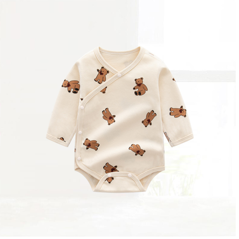 Picture of Factory wholesale autumn and winter new baby clothes cotton long sleeve children's jumpsuit boneless partial open fart clothes