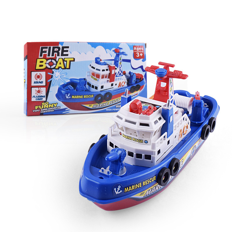 Picture of Children's Electric Fire Boat Model Toy Can Spray Water Music Light Bath Toy Boat Wholesale Dropshipping