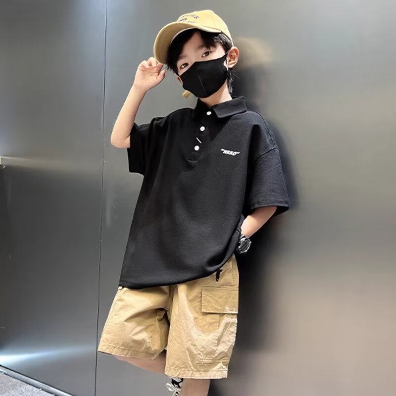 Picture of Boys T-shirt polo shirt summer 2024 new big boys summer coat children summer white clothes T
