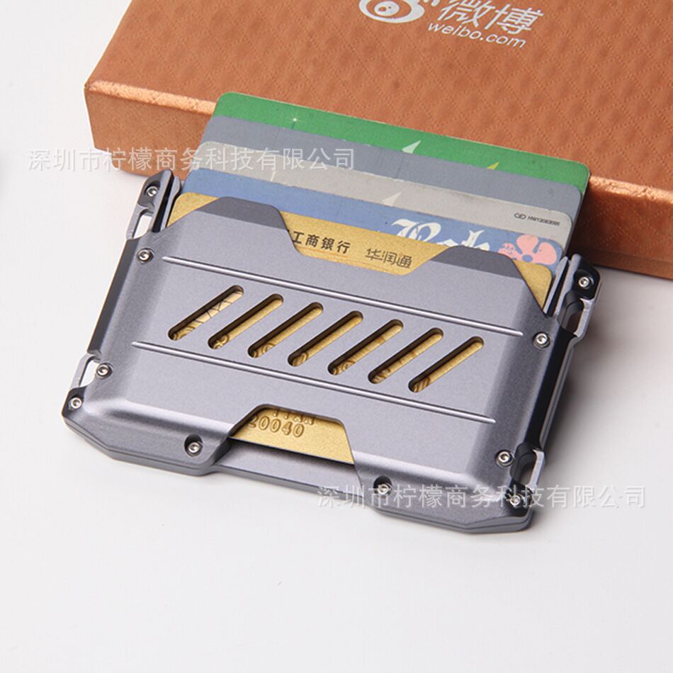 Picture of Factory direct cross-border new EDC card case anti-theft brush metal card case card set men's RFID wallet coin key