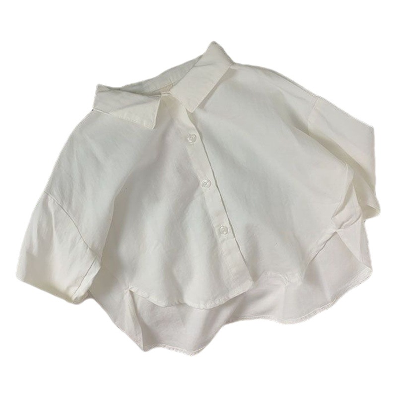 Mori Style Korean Style ~ Children's Shirt Cotton Linen Spring and Autumn Boys' and Girls' Shirt Western Style Loose Baby Jacket Children's Clothing