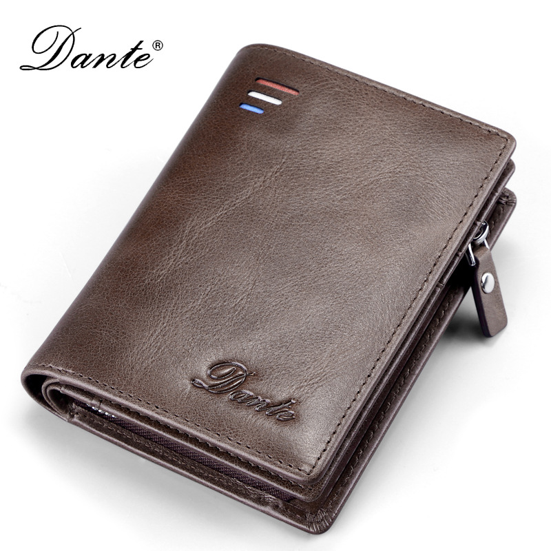 Picture of Dante Men's Wallet Short RFID Anti-theft Brush Change Zipper Wallet Large Capacity Card Bag Japanese and Korean Foreign Trade