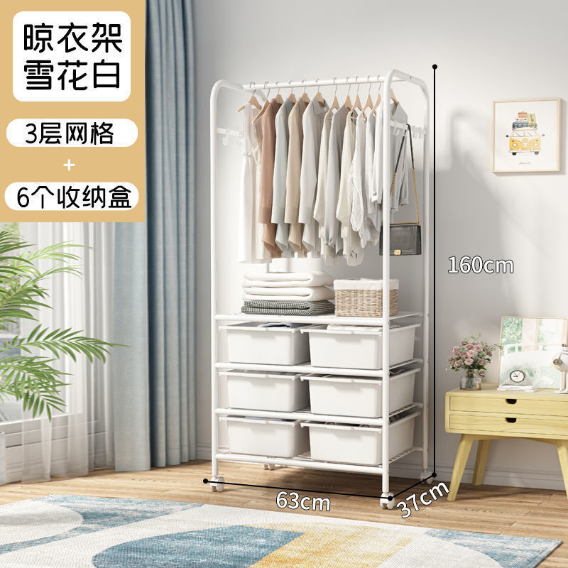 Picture of Hanger Household Hanger Floor-Standing Bedroom Doesn' Space Clothes Bag Storage Rack Multi-Functional Corner Coat Rack