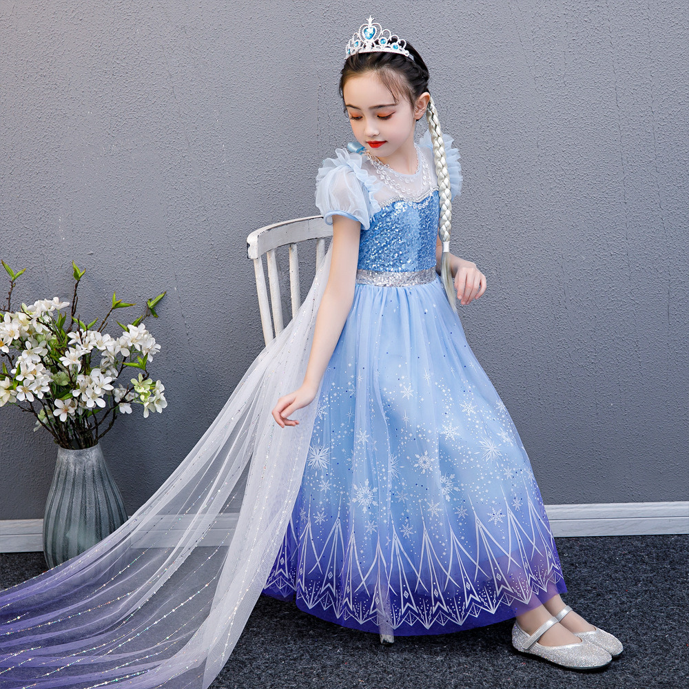 Autumn and Winter New Frozen 2 Princess Aisha Dress Halloween Day Yarn Girl Dress