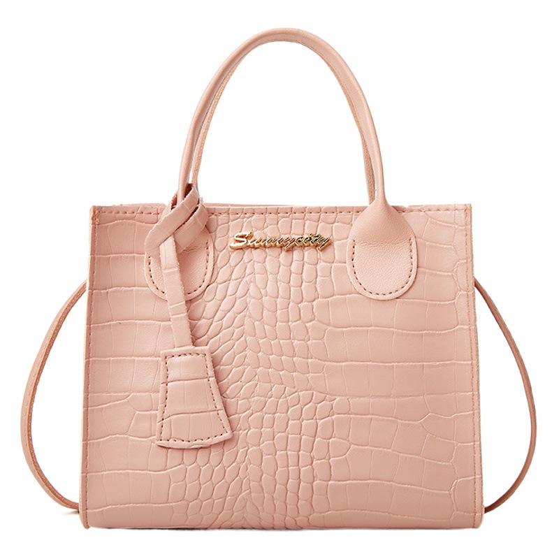 ladies bag cross-border wholesale 2023 Summer crocodile pattern letters Korean style candy color pendant color matching platinum bag