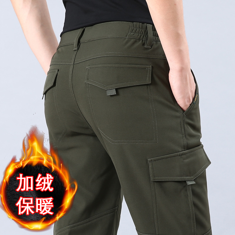 105-3 outdoor assault pants men's velvet padded elastic soft shell pants windproof waterproof fleece ski pants mountaineering pants