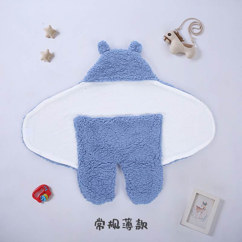 Picture of Baby Sleeping Bag Baby Going Out in Winter Swaddling Newborn Split Swaddling with Velvet Warm Cushion