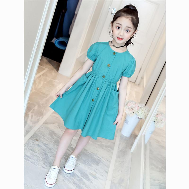Girls' 2020 New Stylish Dress Little Girl's Summer Pure Cotton Princess Dress Large Children's Summer Dress